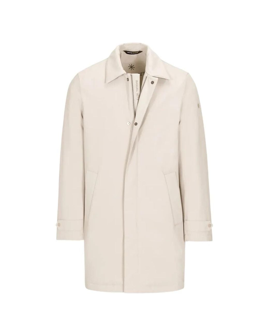 Manuel Ritz White Concealed-Fastening Coat for men