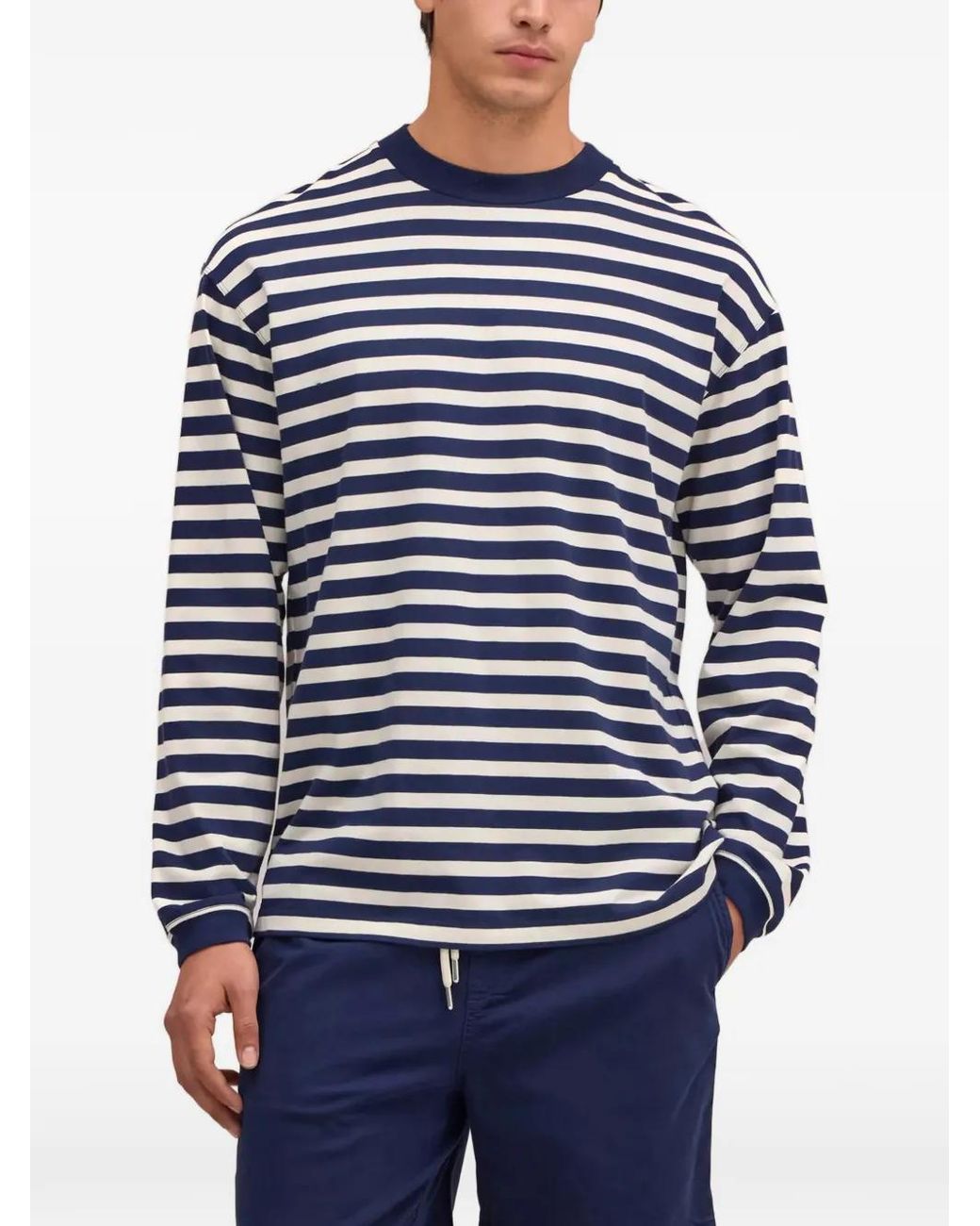 NN07 Blue Lionel Striped Long-Sleeve Top for men