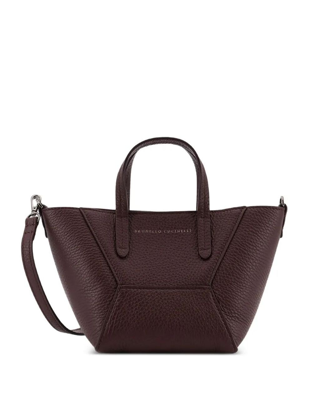 Brunello Cucinelli Brown Bc Duo Textured Top Handle Shoulder Bag