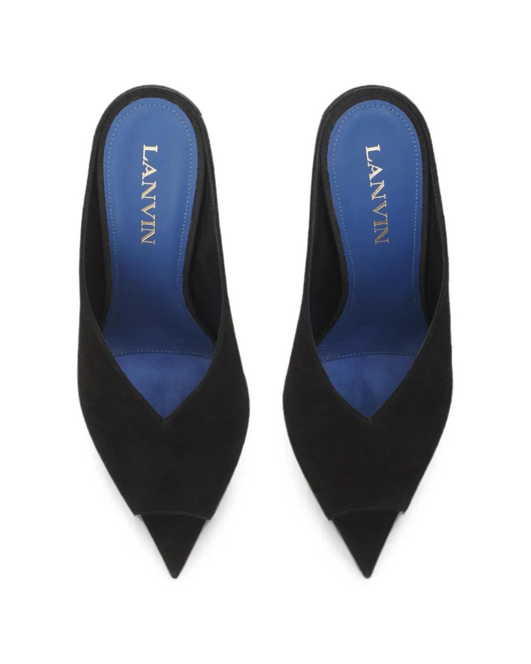 Lanvin Black Mules Midnight Step En Daim