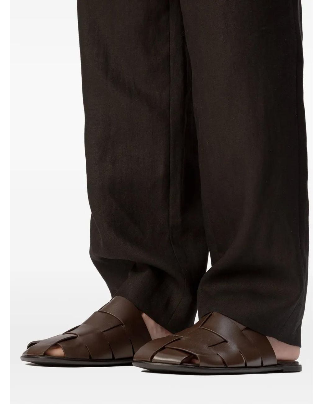 Hereu Brown Interwoven Suede Mules for men