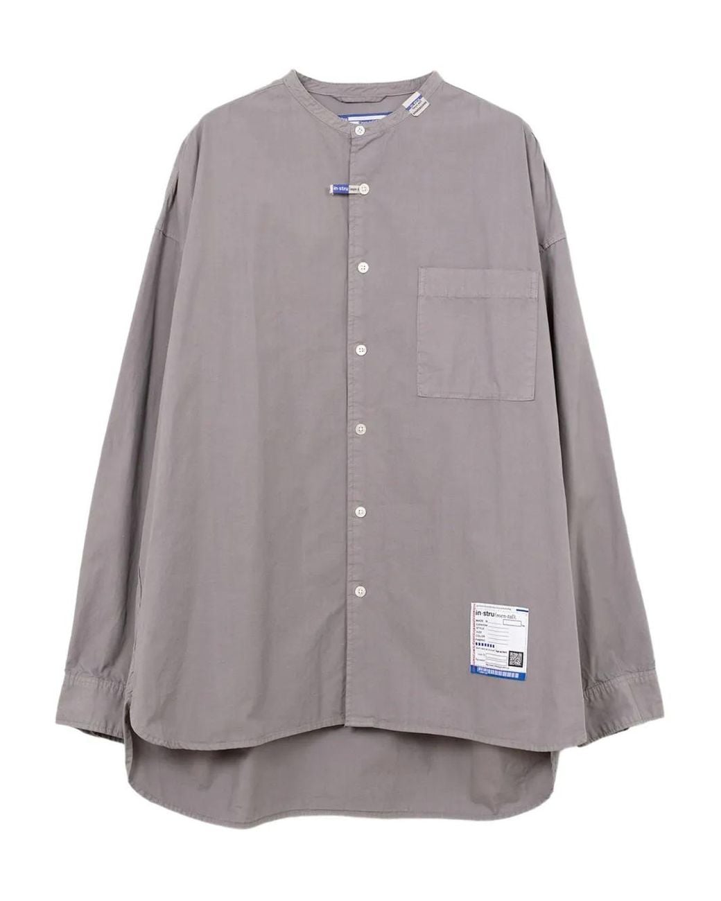 in・stru(men-tal) Gray Band-Collar Long-Sleeve Shirt for men