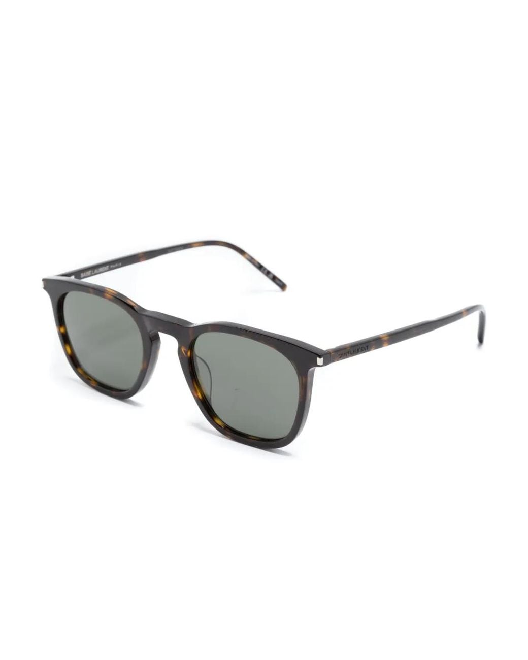 Saint Laurent Gray Tortoiseshell-Effect Square-Frame Sunglasses