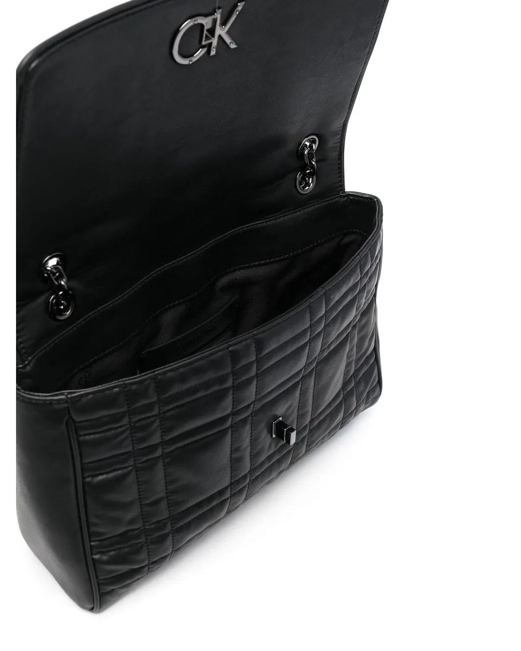 Calvin Klein Black Re-Lock Quilted Shoulder Bag