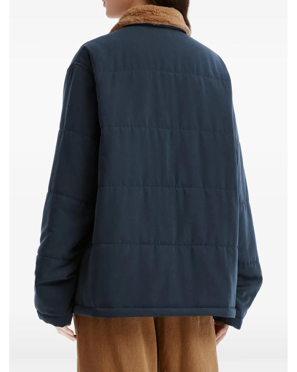 Chocoolate Blue Faux-Fur Collar Quilted Jacket