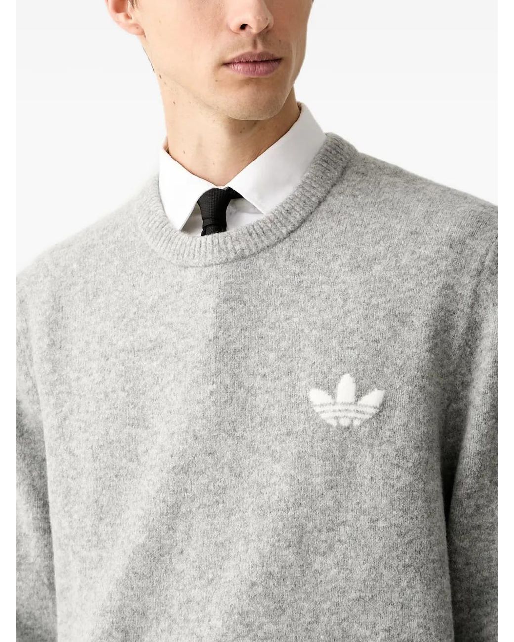 Adidas Gray Trefoil Essentials Fully Knit Sweater for men