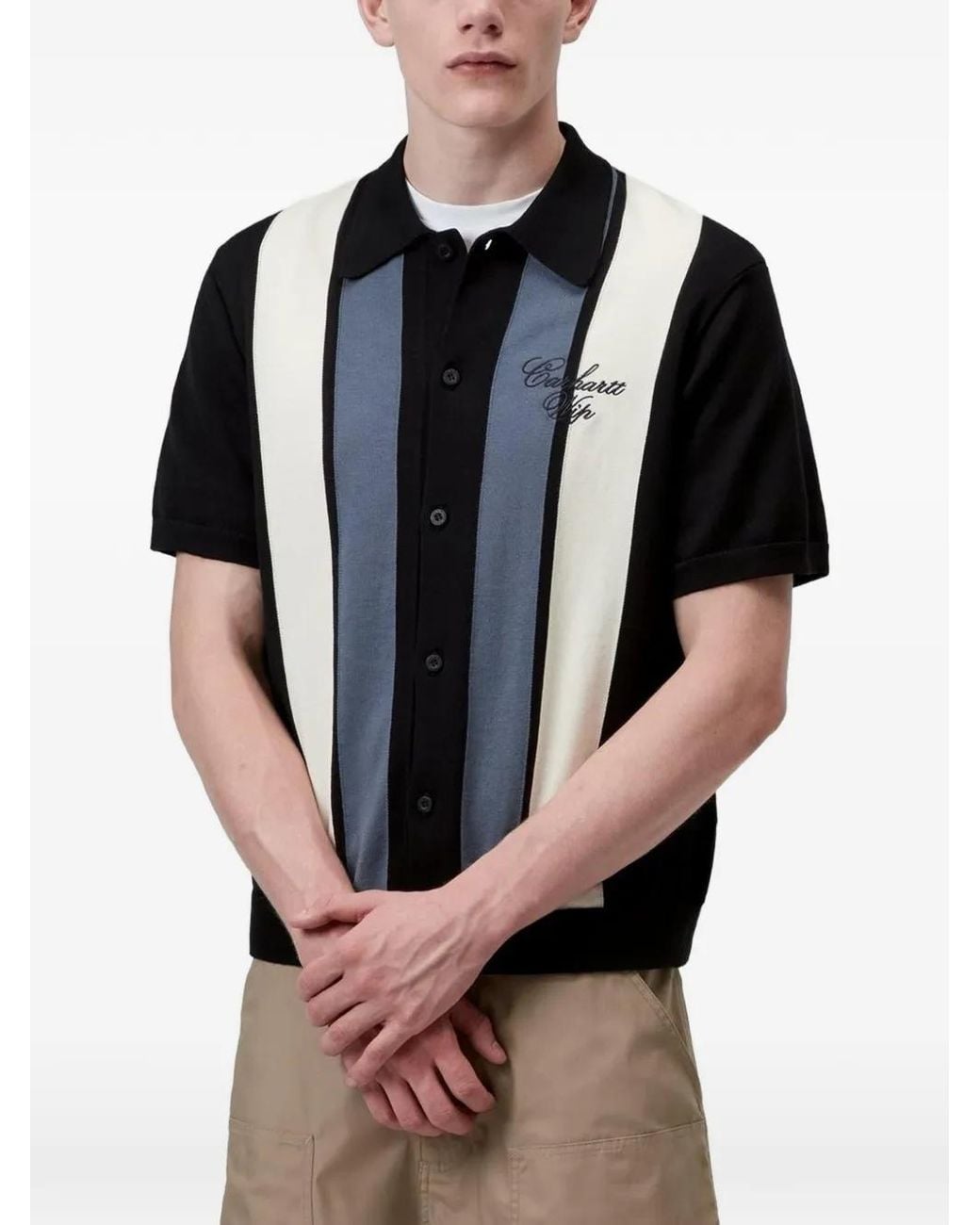 Carhartt Blue Short Sleeve Mello Stripe Shirt for men