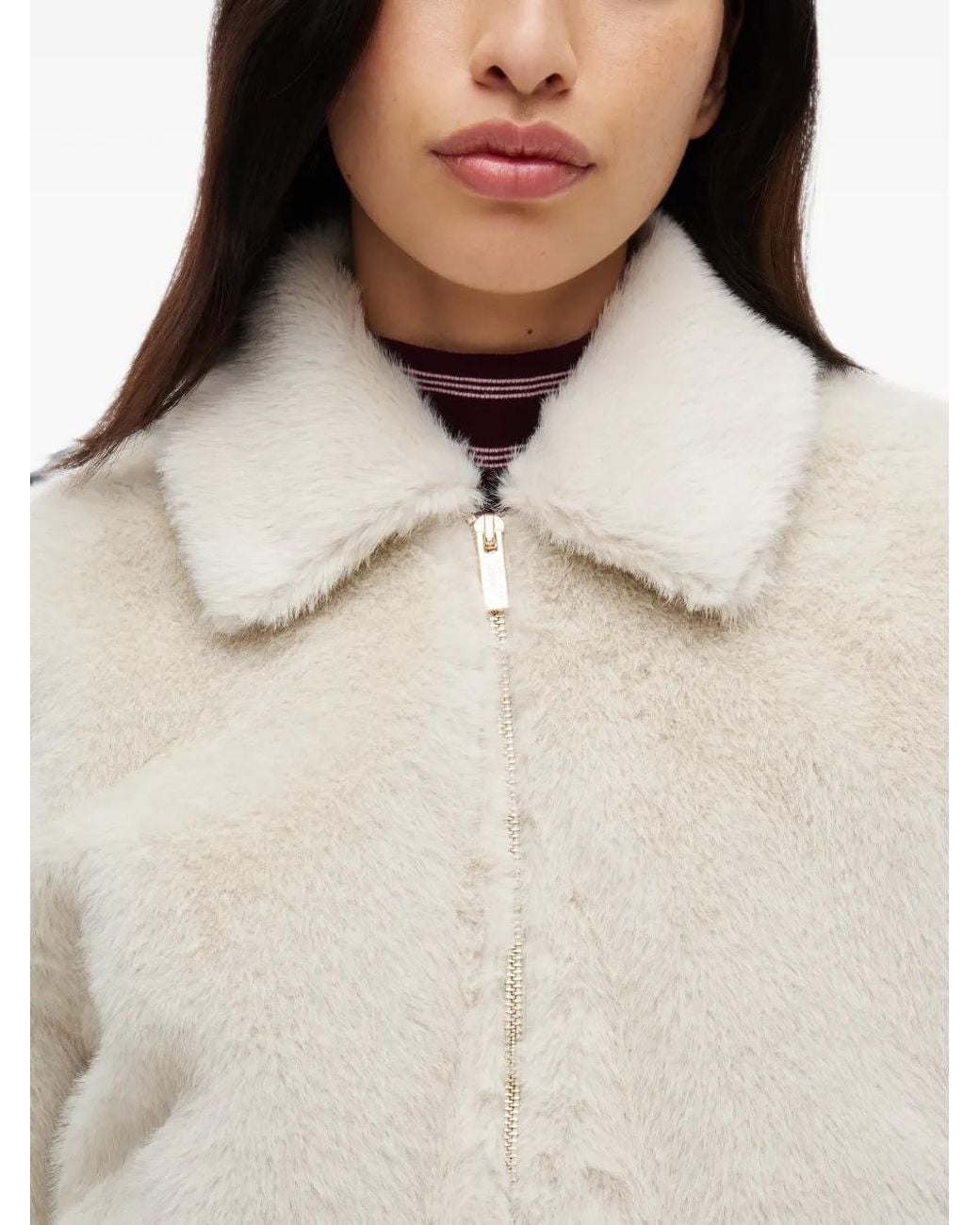 Tommy Hilfiger White Faux-Fur Bomber Jacket