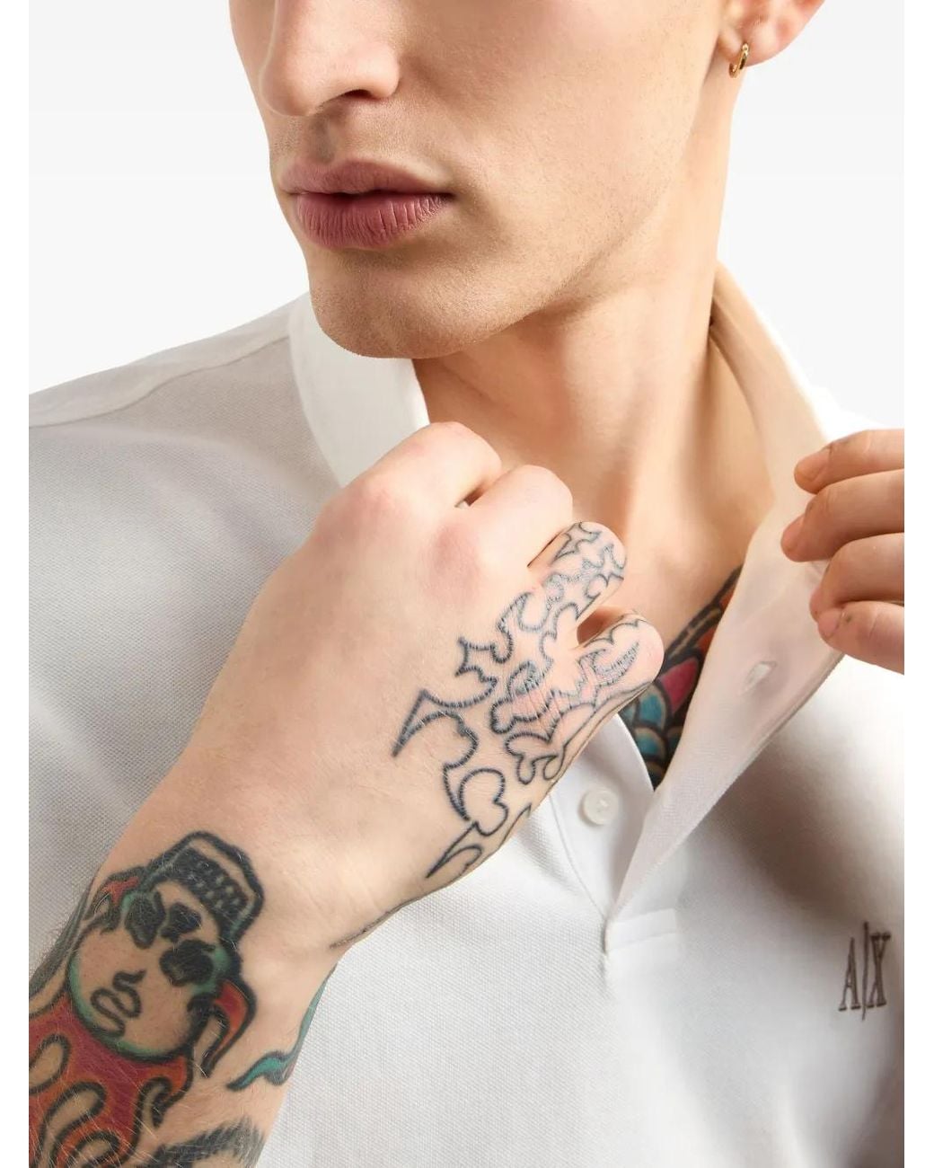 ARMANI EXCHANGE White Cotton Polo Shirt for men