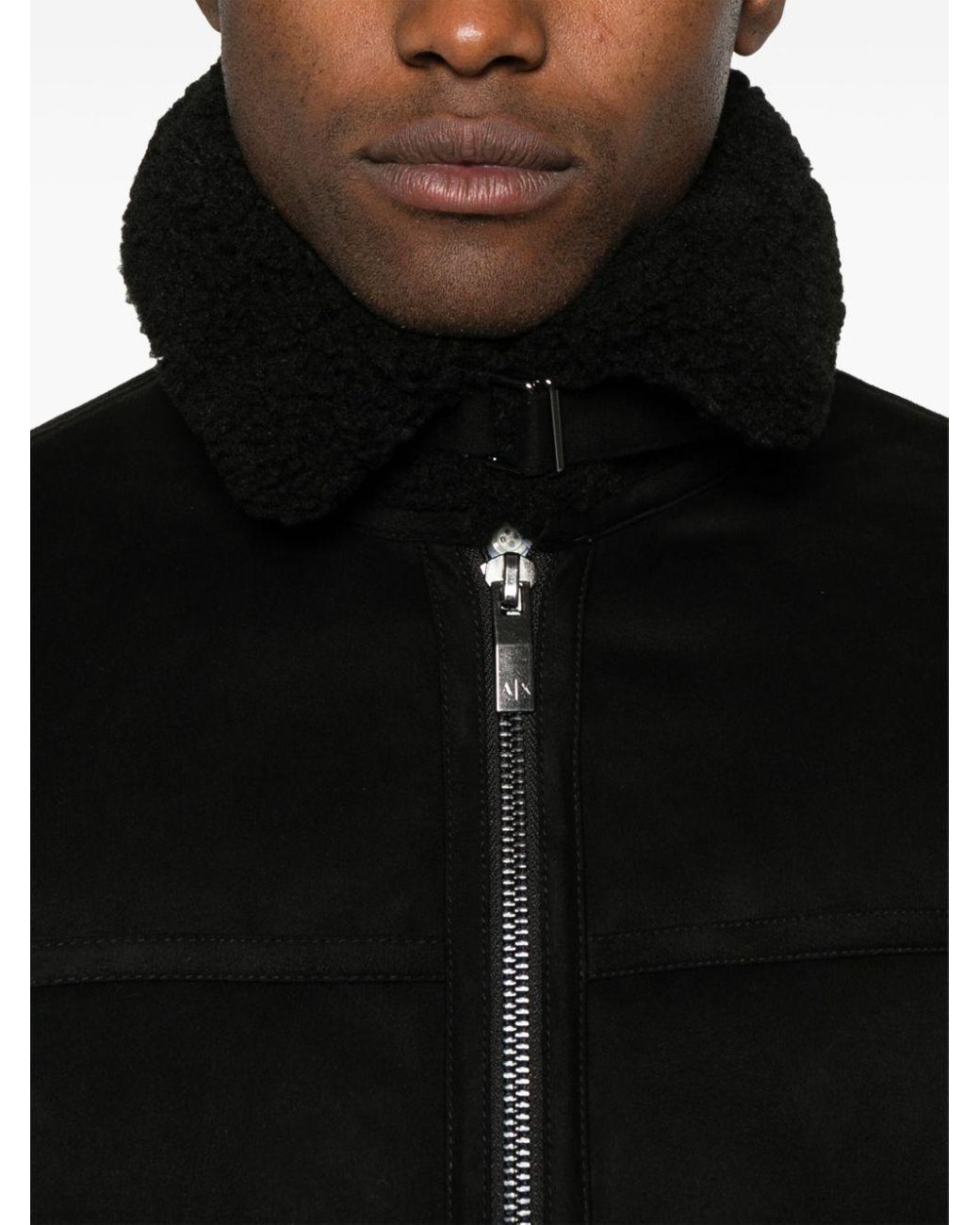 ARMANI EXCHANGE Faux-Suede Jacket in Black for Men | Lyst UK