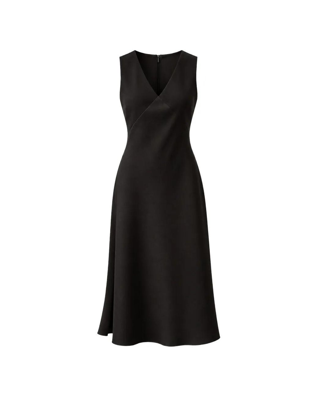 Calvin Klein Black Crepe V-Neck Midi Dress
