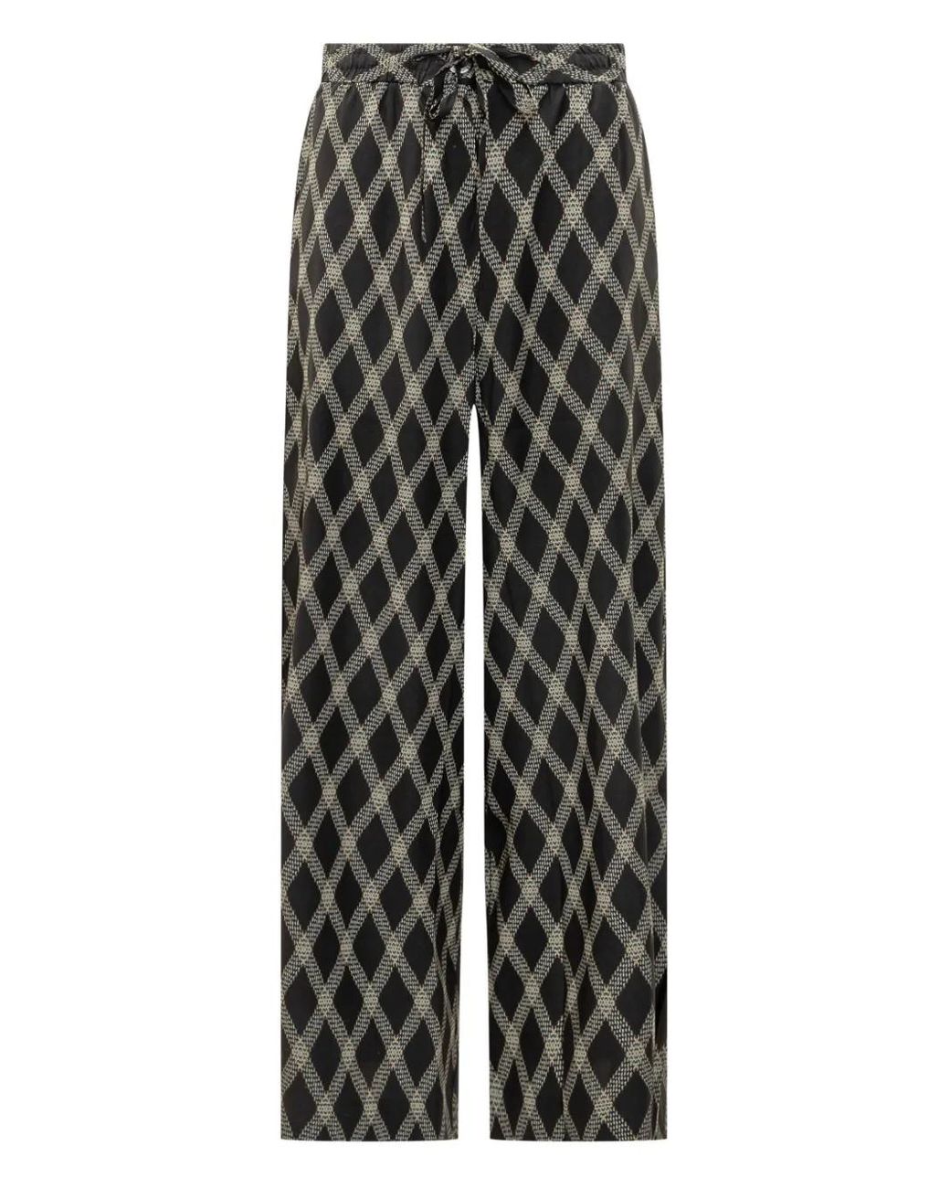 Pierre Louis Mascia Black Diamond-Pattern Drawstring Trousers
