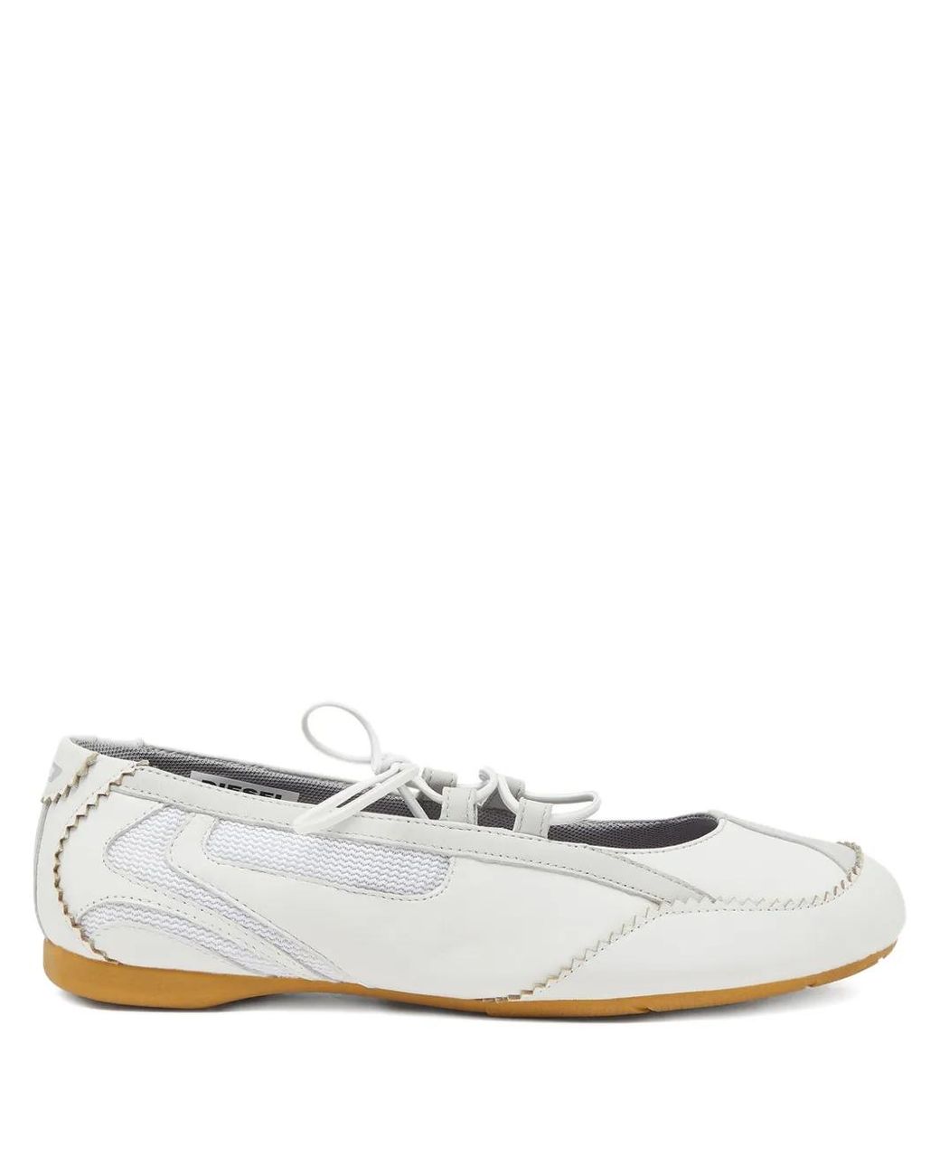 DIESEL White D-Mile Leather Ballet Flats