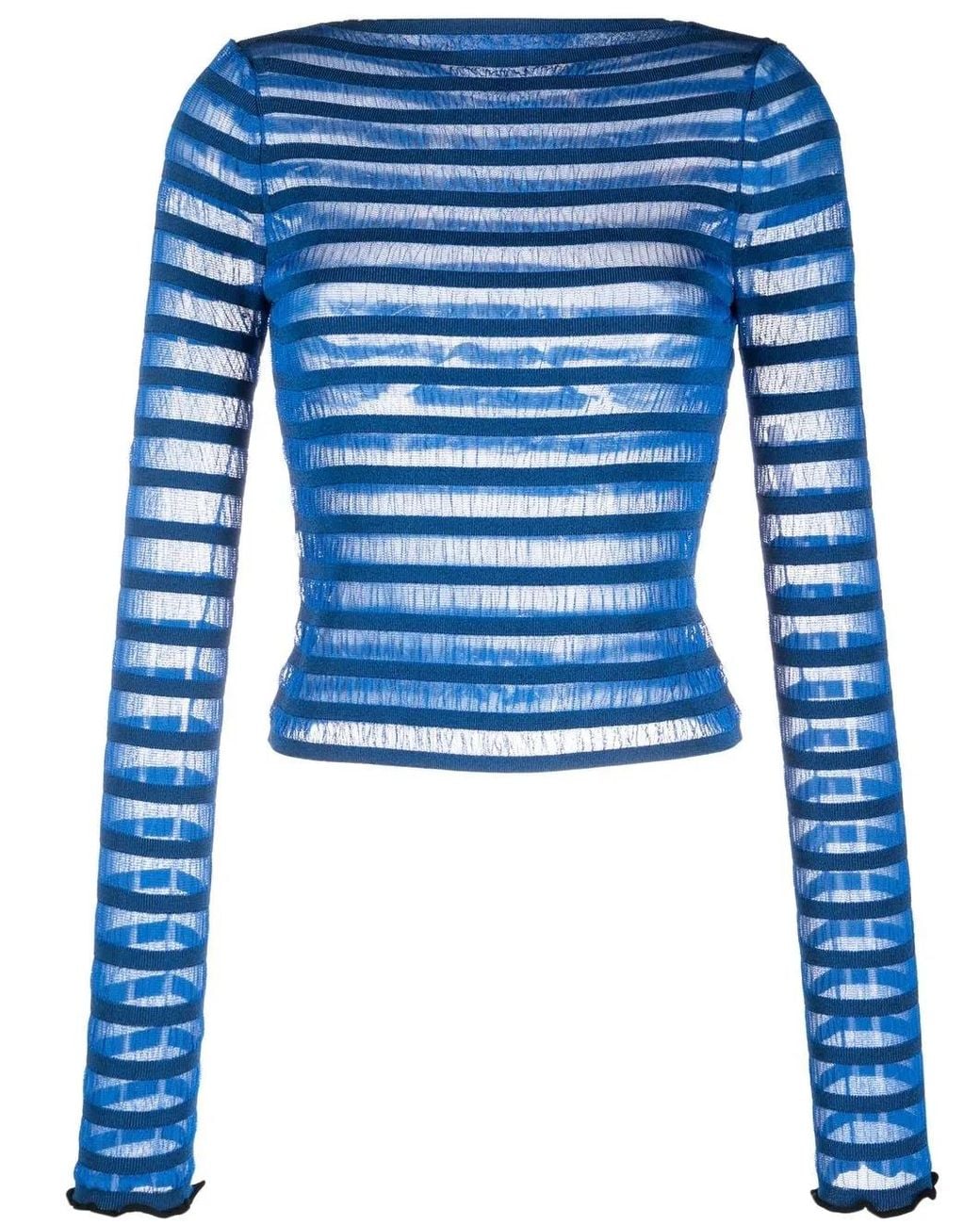 Proenza Schouler Blue Striped Semi-sheer Jumper