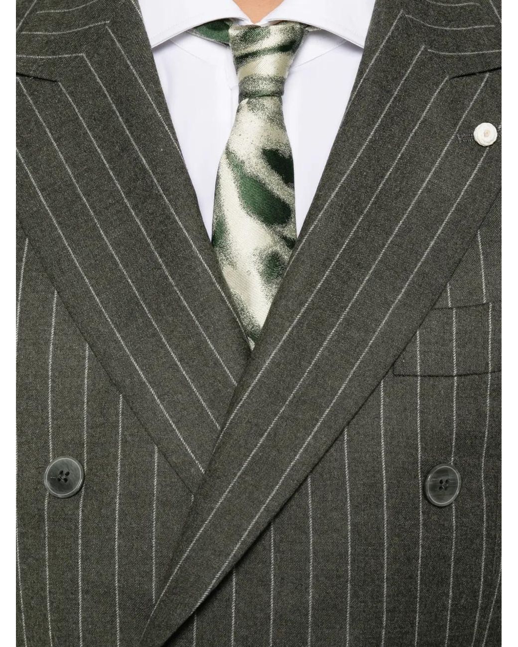 Luigi Bianchi Gray Double-Breasted Pinstripe-Pattern Suit for men