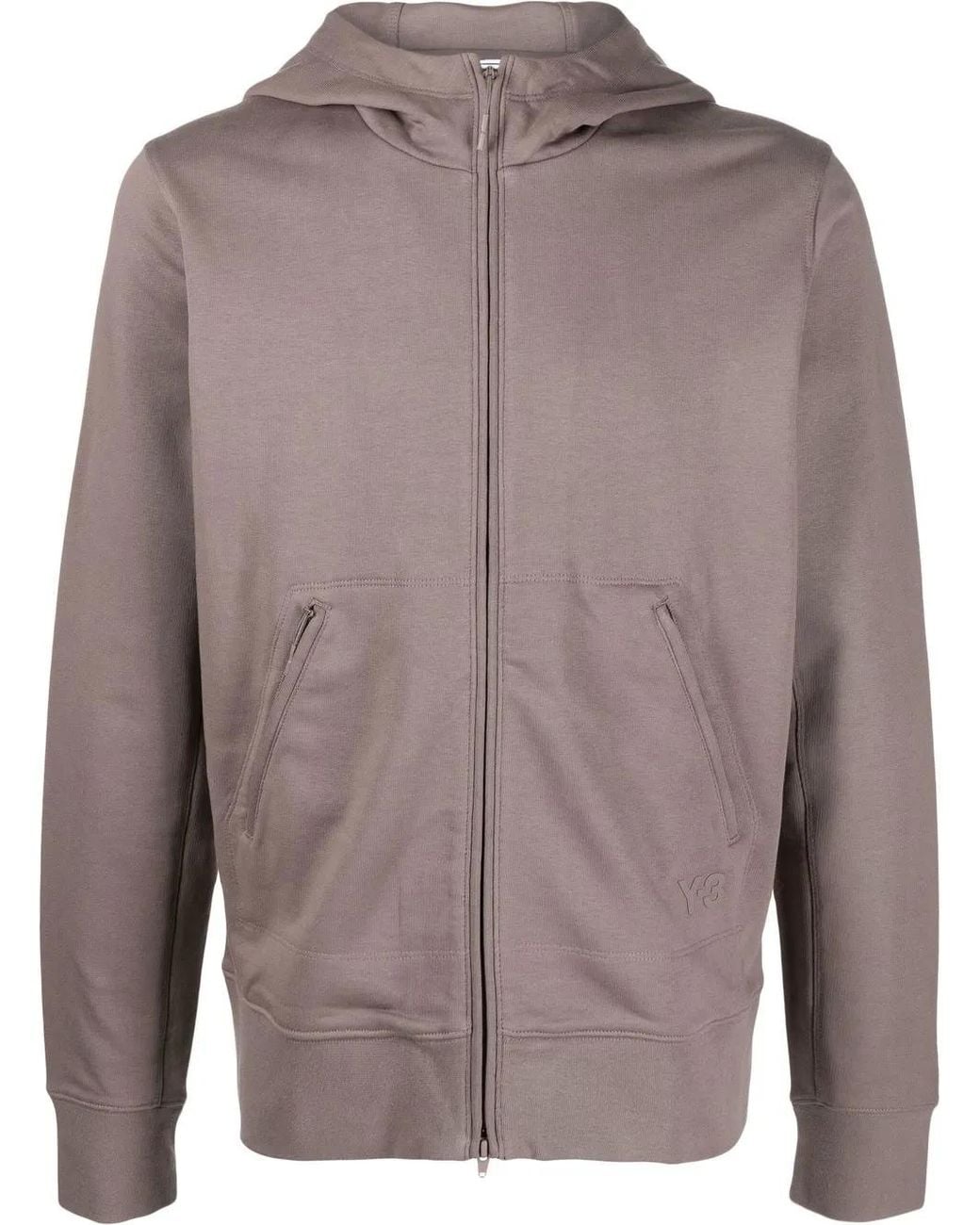 Y-3 Brown Zip-Up Cotton Hoodie for men