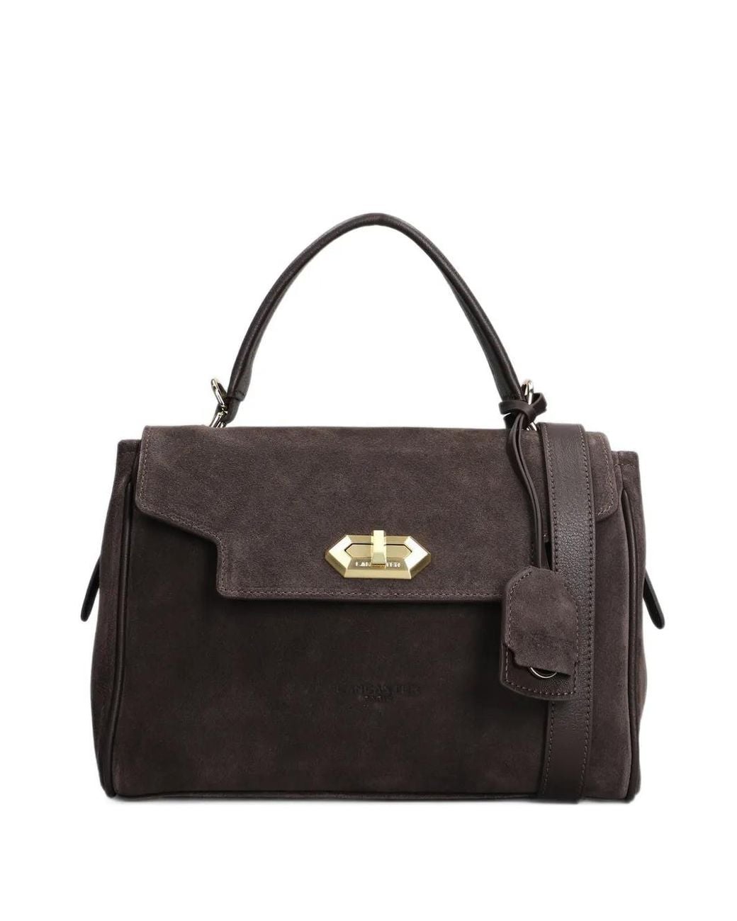 Lancaster Black Grace Suede Twist-Lock Tote Bag