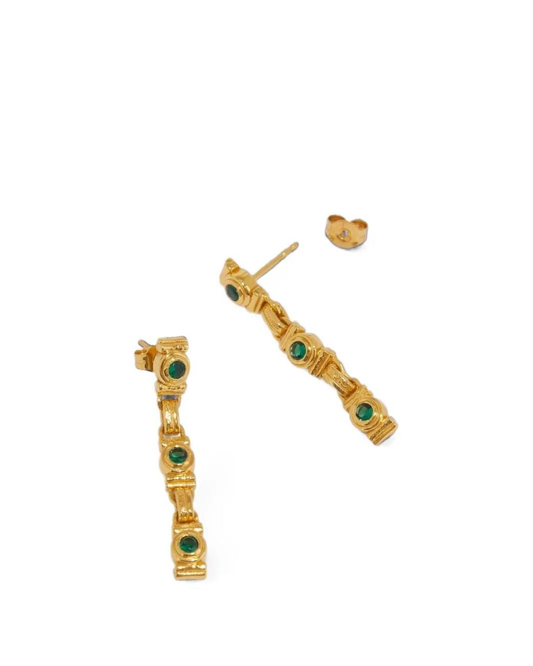 Ottoman Hands Metallic Boucles D'Oreille Pendantes À Émeraudes