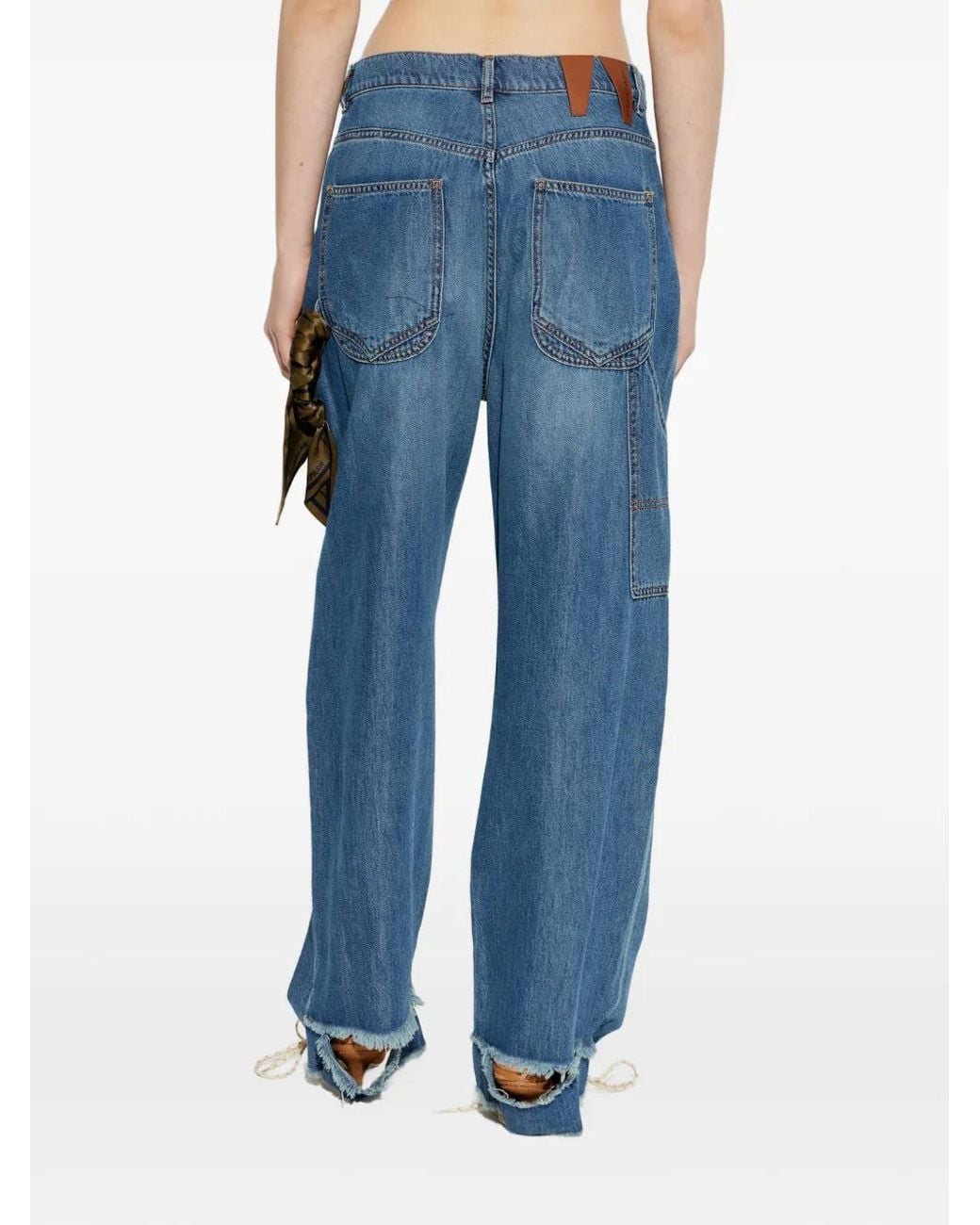 DARKPARK Blue Scarf-Detail Belt-Loop Jeans