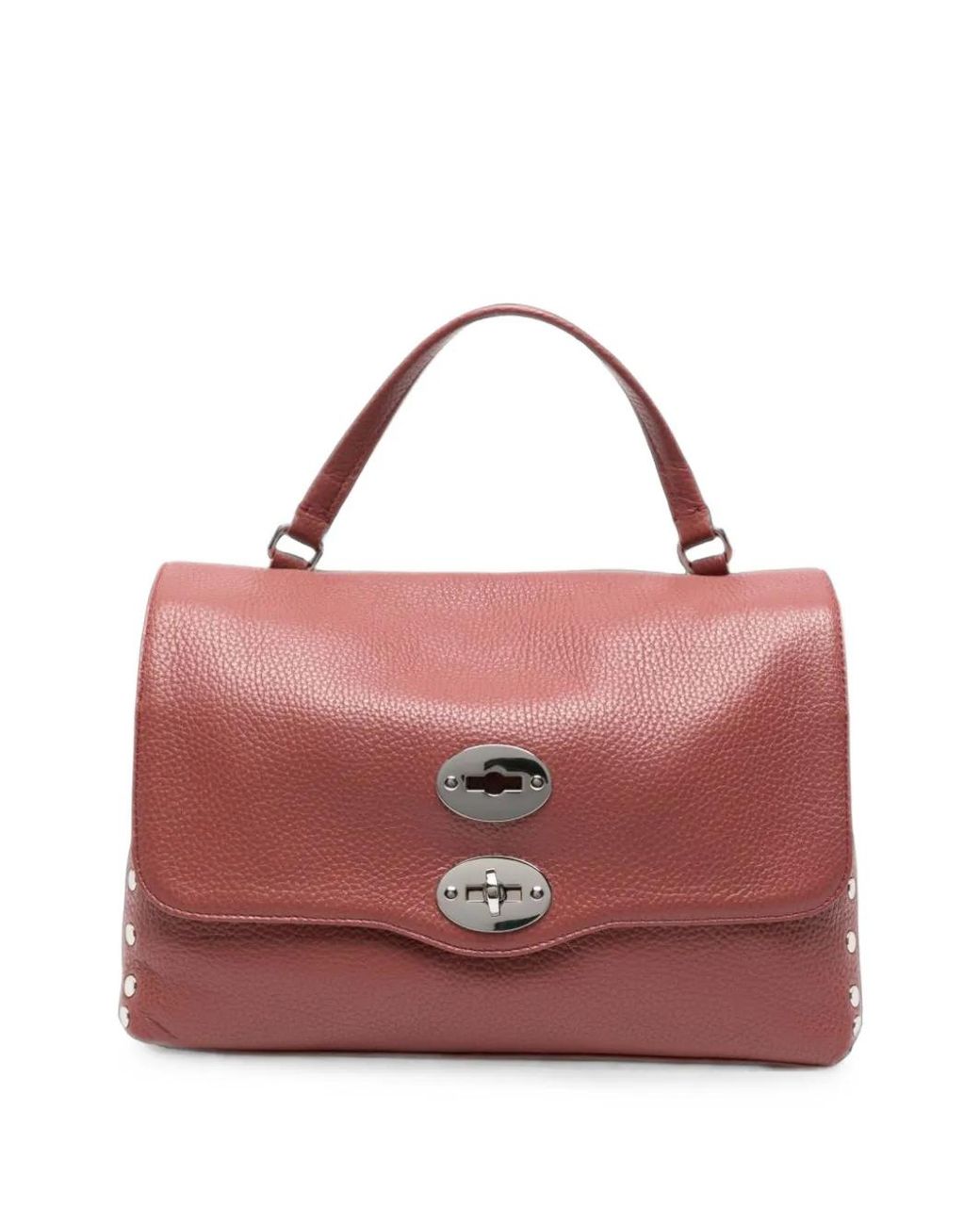 Zanellato Red Postina Daily Studded Leather Tote Bag
