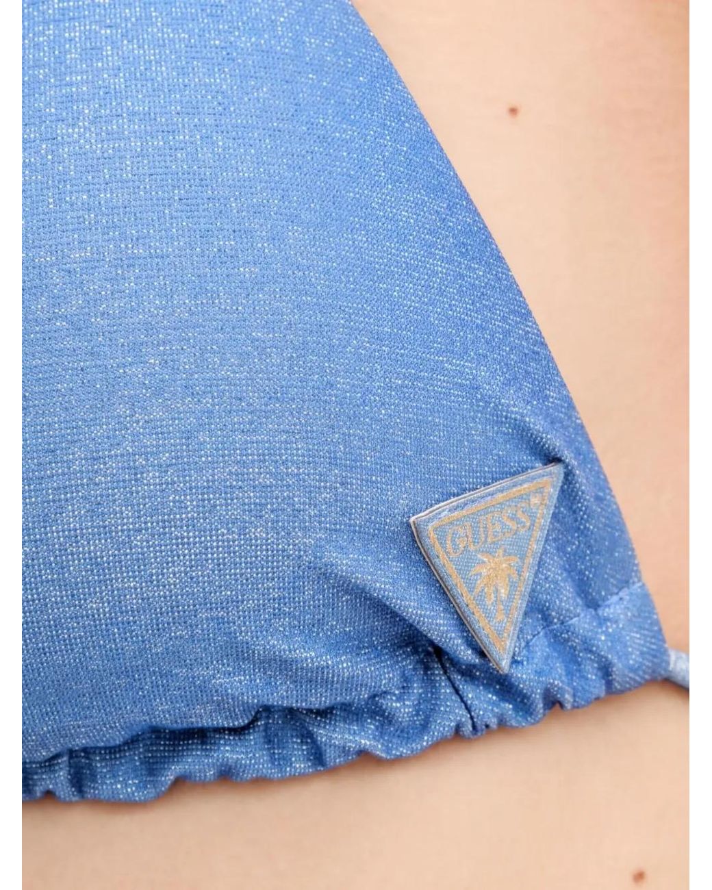 Guess Blue Glitter-Effect Triangle Bikini Top