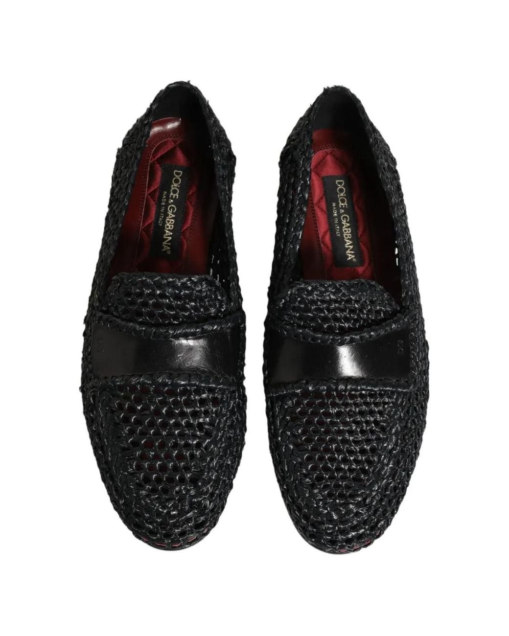 Dolce & Gabbana Black Woven Slip-On Loafers for men