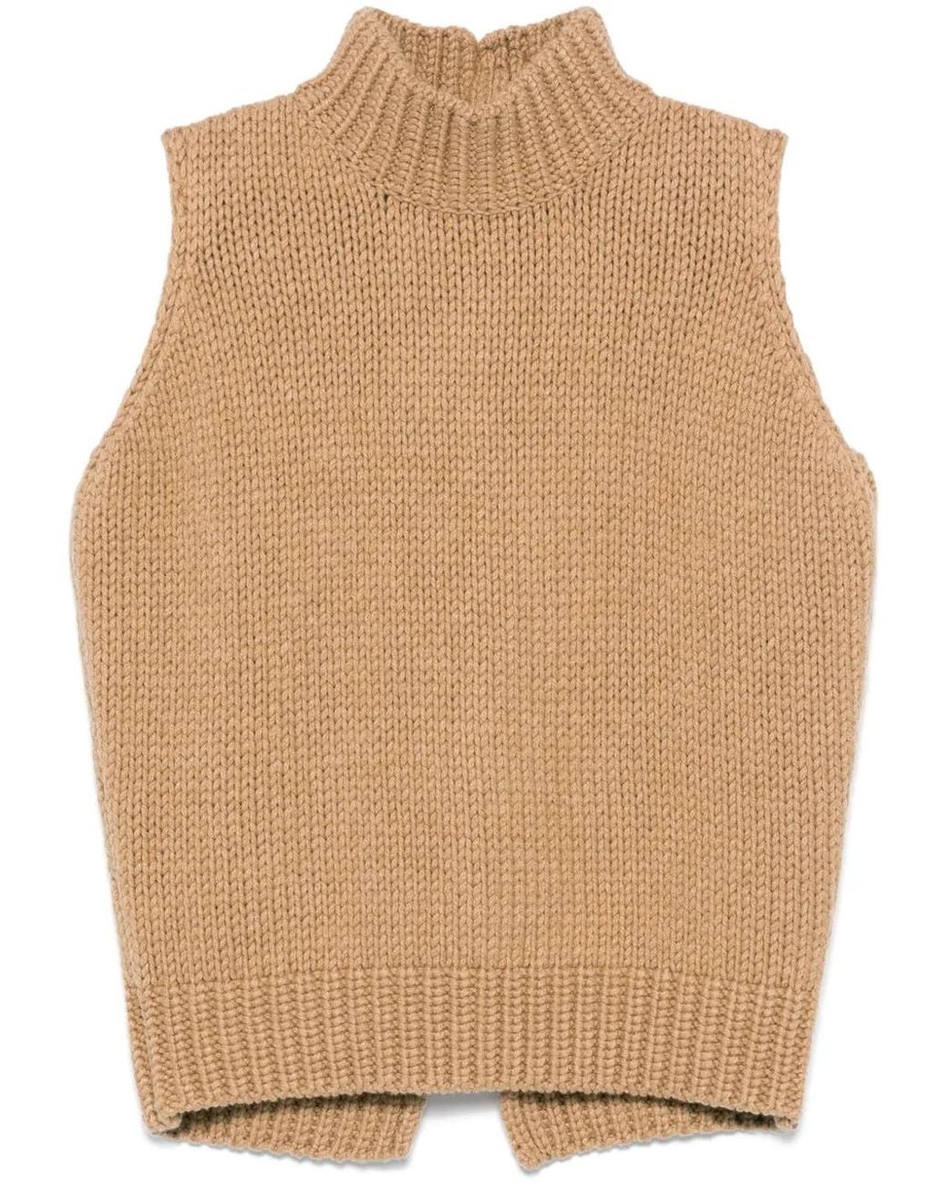 Fabiana Filippi Natural Cashmere Cut-Out Knitted Top
