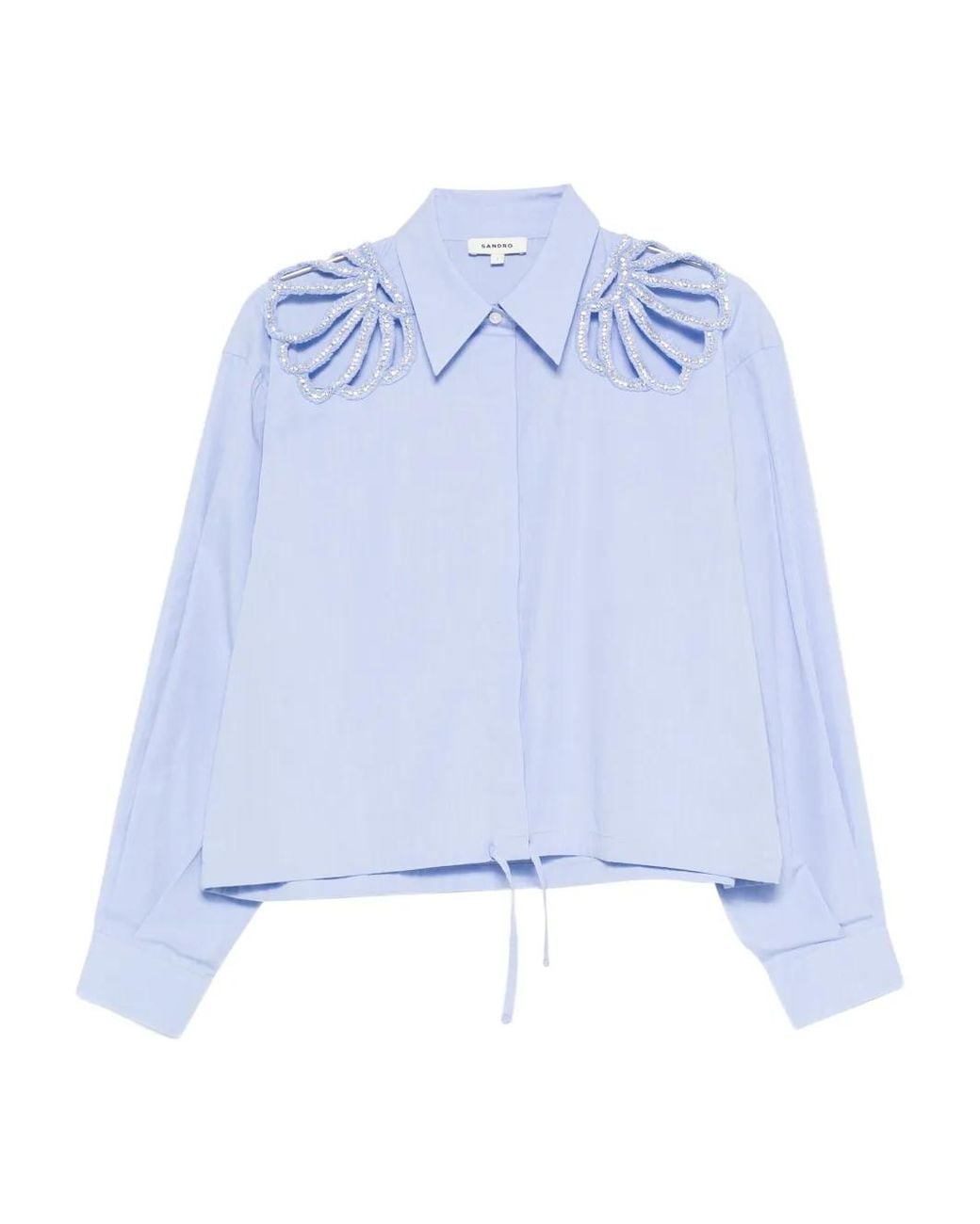 Sandro Blue Embroidered Cotton Shirt