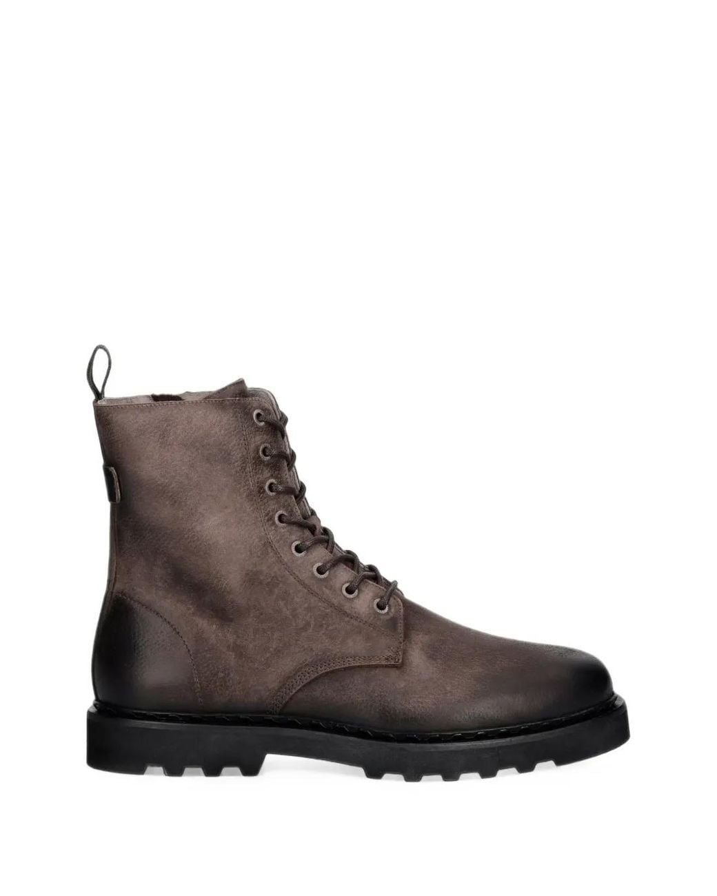 AllSaints Brown Skiff Lace-Up Leather Boots for men