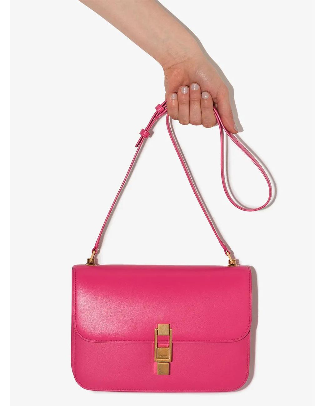 Saint Laurent Pink Carré Leather Shoulder Bag