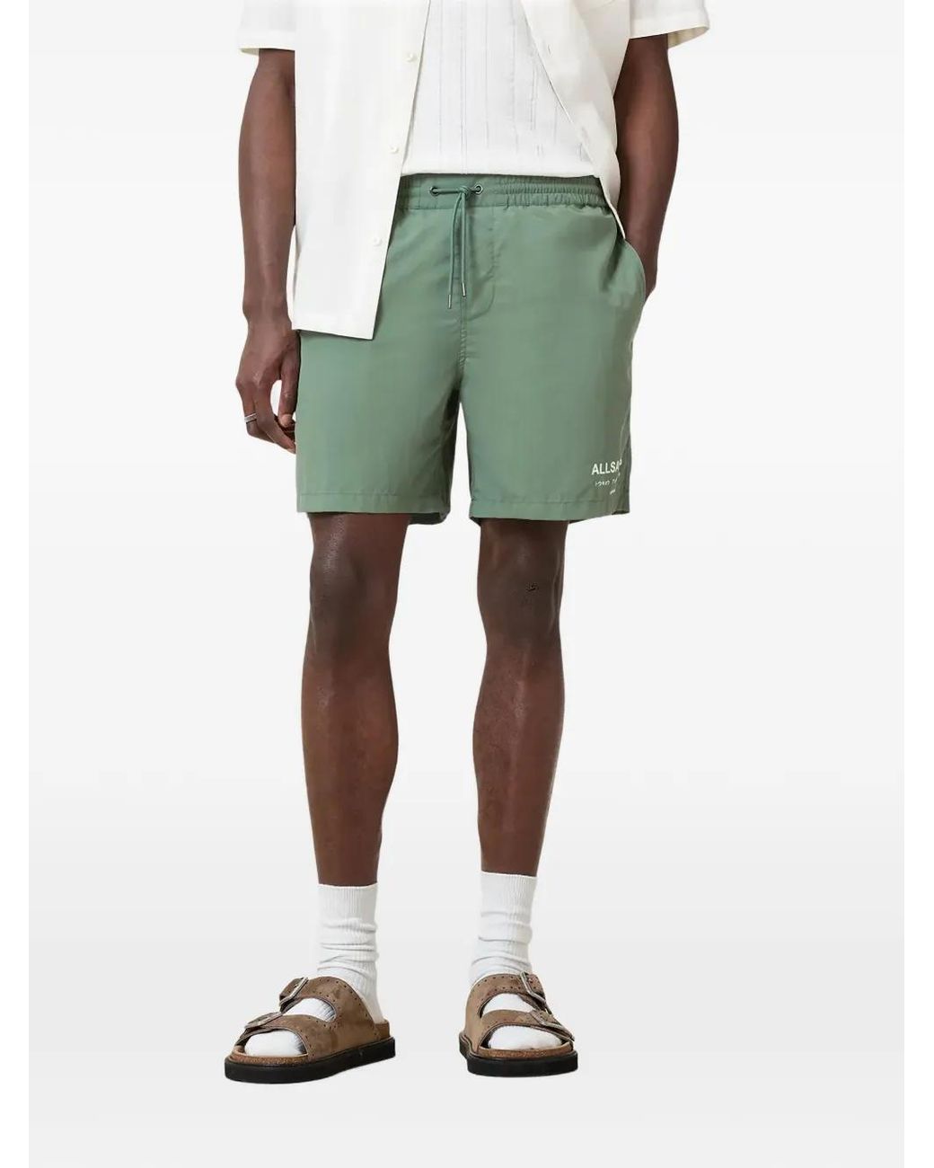 AllSaints Green Underground Swim-Shorts for men