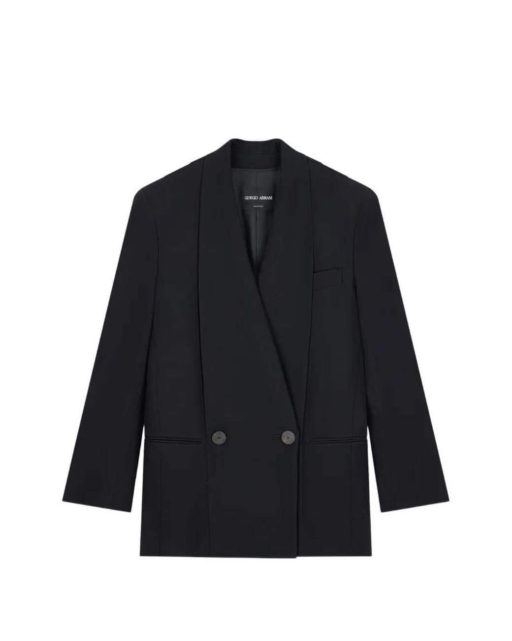 Giorgio Armani Blue Pleated-Back Double-Breasted Blazer