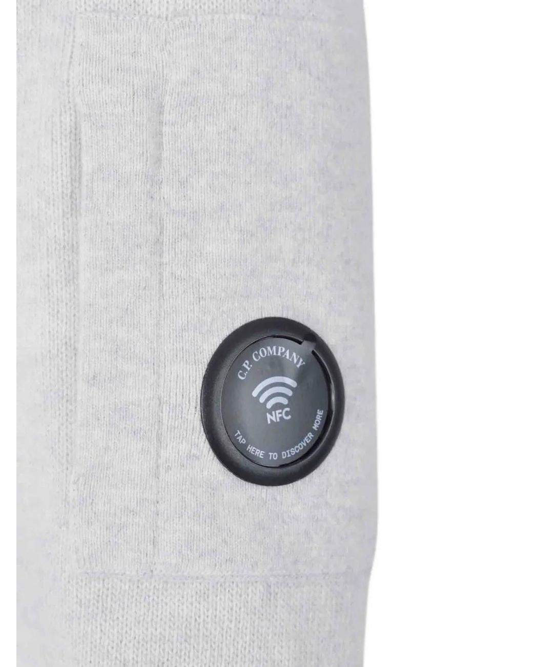 C P Company White Lambswool Lens Half Zip Sweater for men