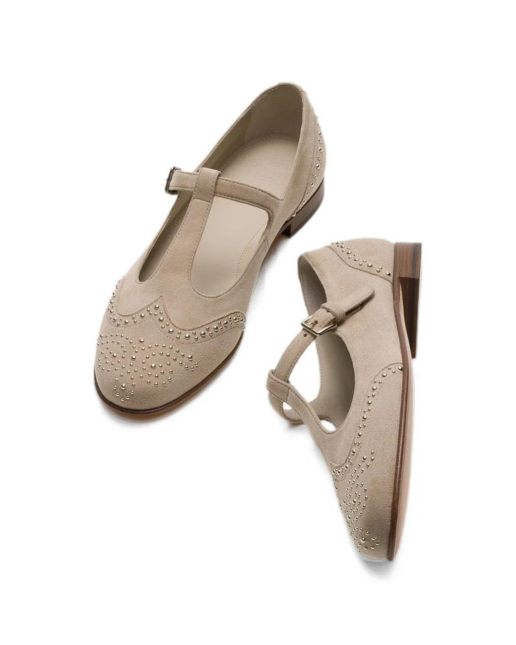Church's White Opal Met Suede Mary Jane Ballet Flats