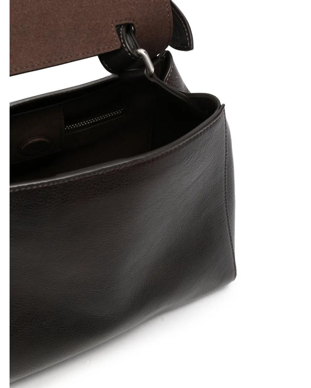 Orciani Black Sveva Foldover-Top Grained-Leather Tote Bag