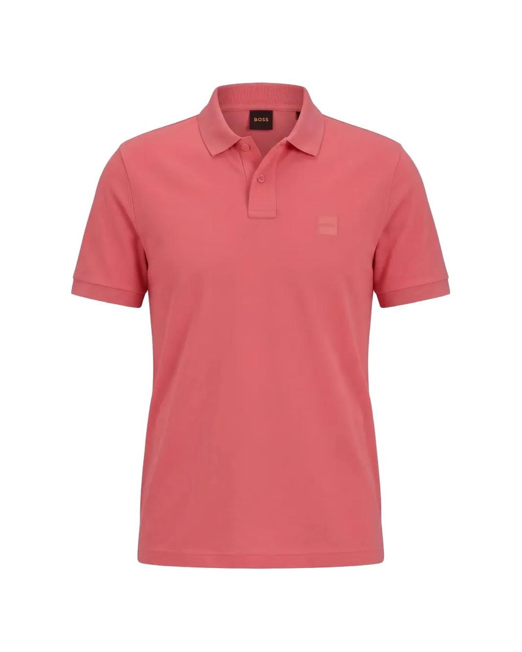 Boss Pink Stretch-Cotton Slim-Fit Polo Shirt With Logo Patch for men