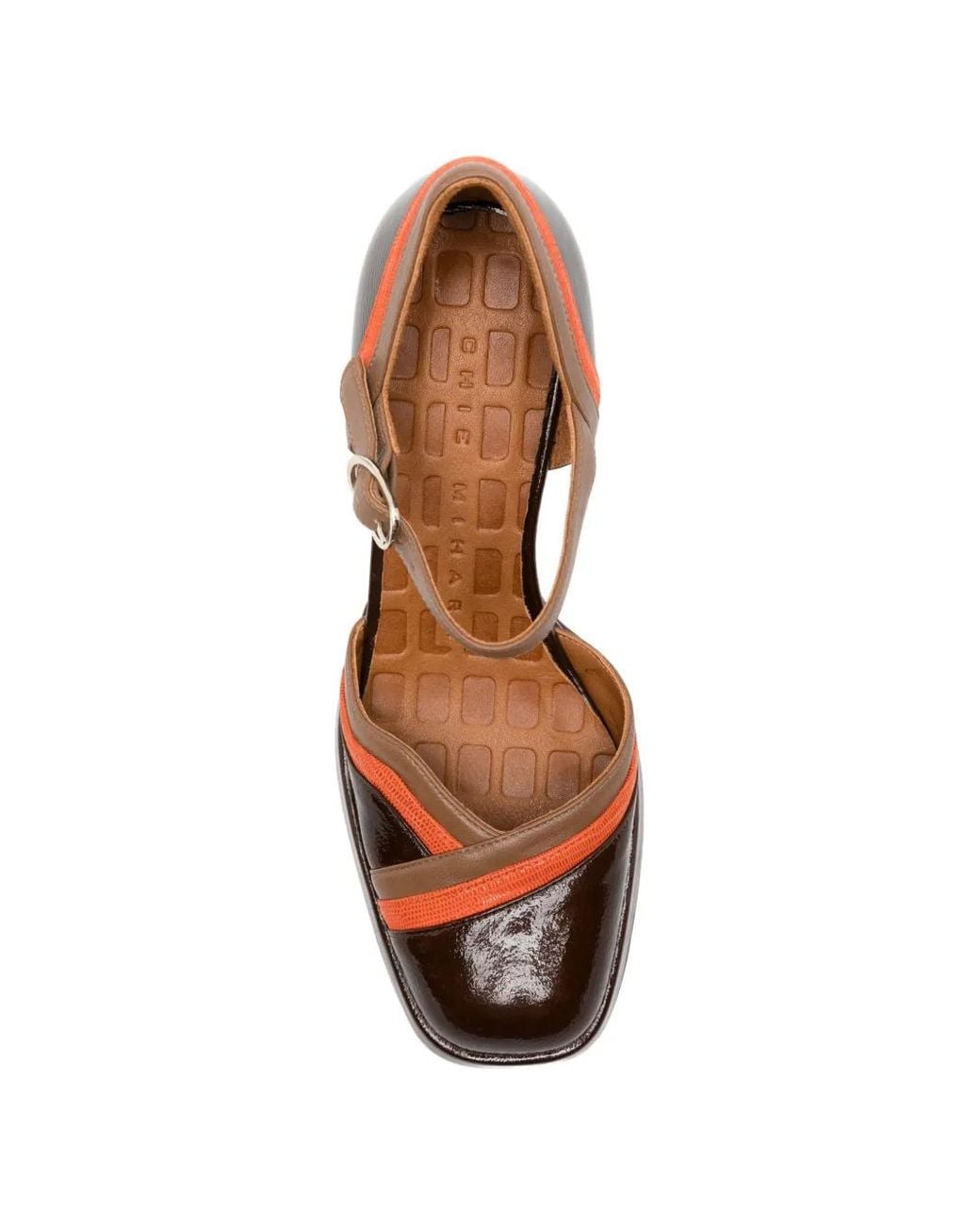 Chie Mihara Brown Kate Panelled Patent Leather Pumps