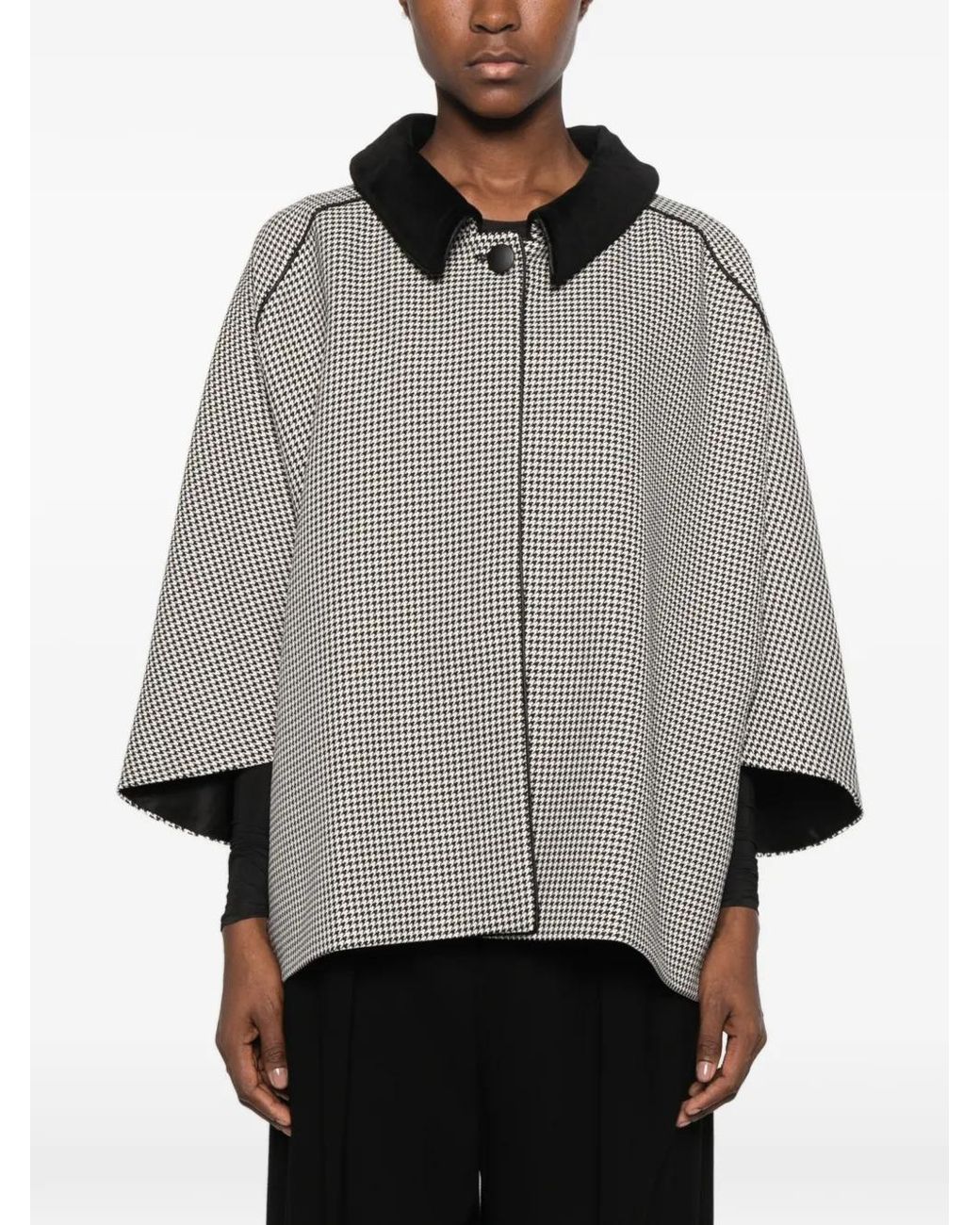 Styland Gray Houndstooth-Pattern Coat