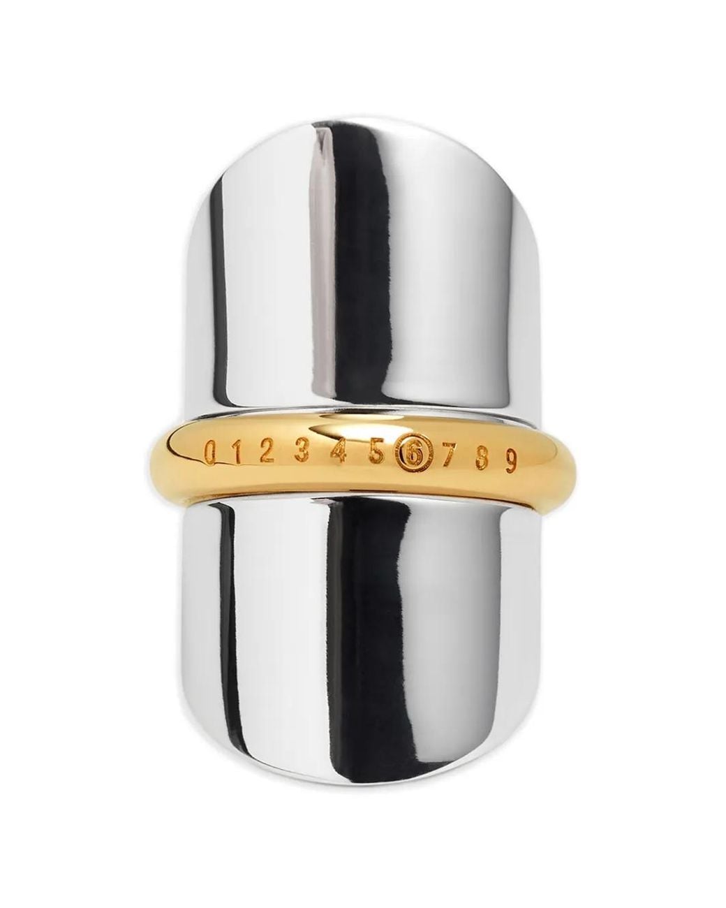 MM6 by Maison Margiela Gray Numeric Two-Tone Ring