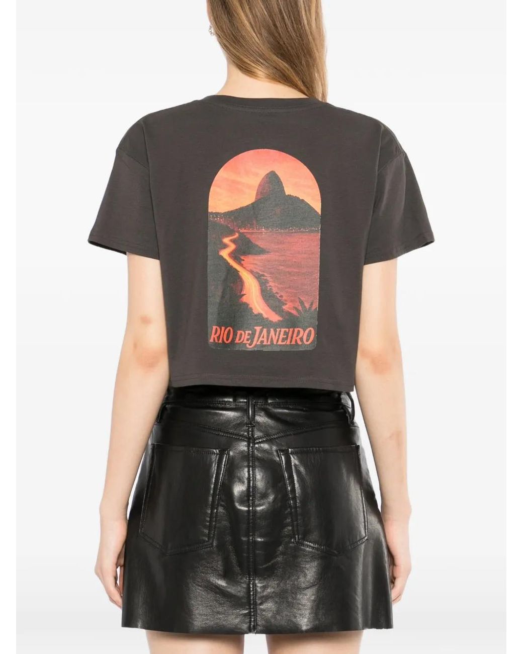Melt Black Graphic-Print Cropped T-Shirt
