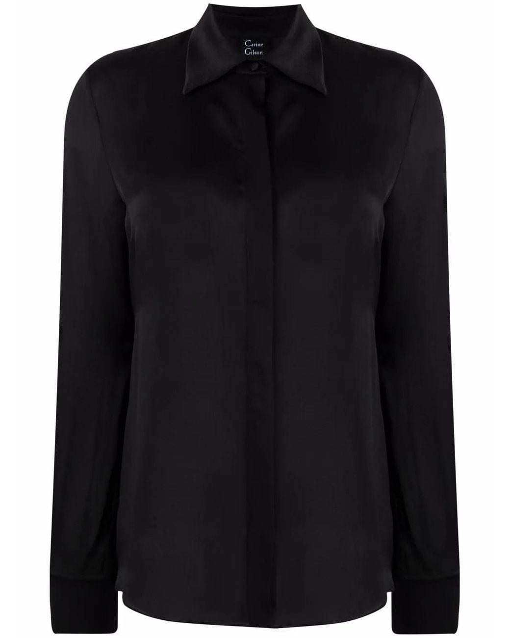 Carine Gilson Black Concealed Button-Fastening Silk Shirt