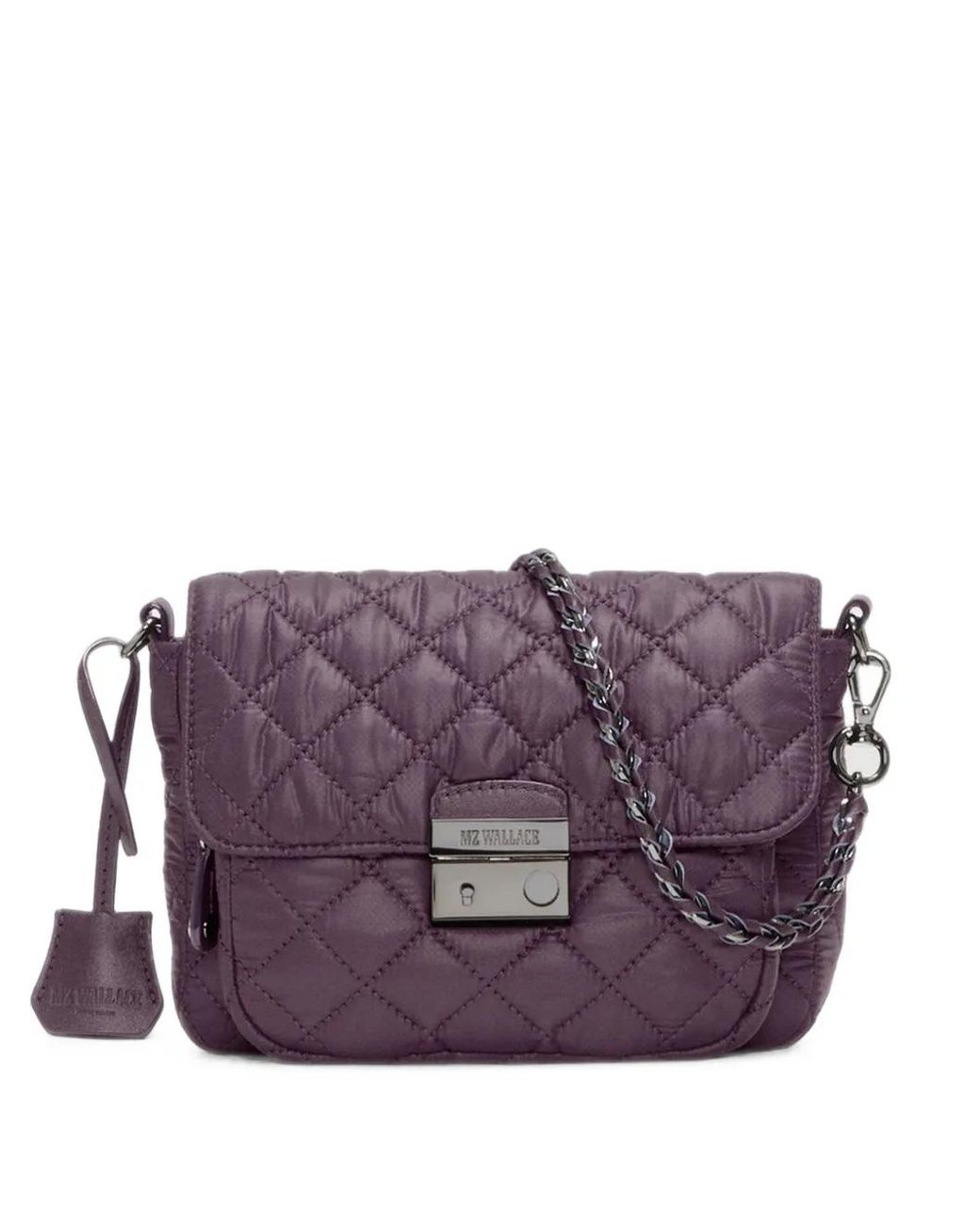 MZ Wallace Purple Small Crosby Lock Quilted Cross Body Bag