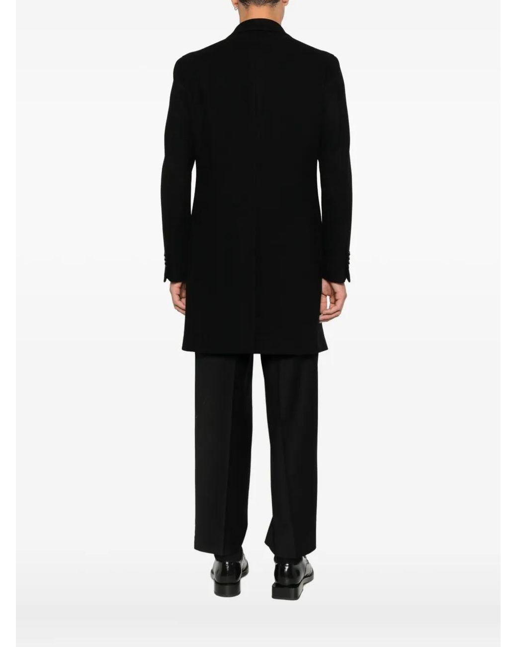 Tagliatore Black Single-Breasted Coat for men