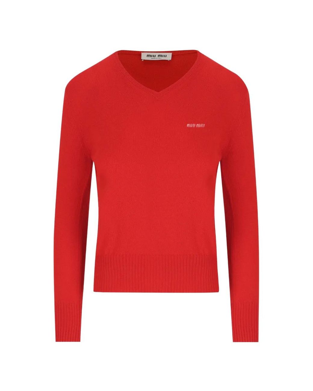 Miu Miu V-Neck Logo-Embroidered Sweater