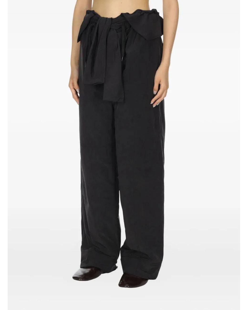 OPEN YY Black Ruffle-Detail Trousers