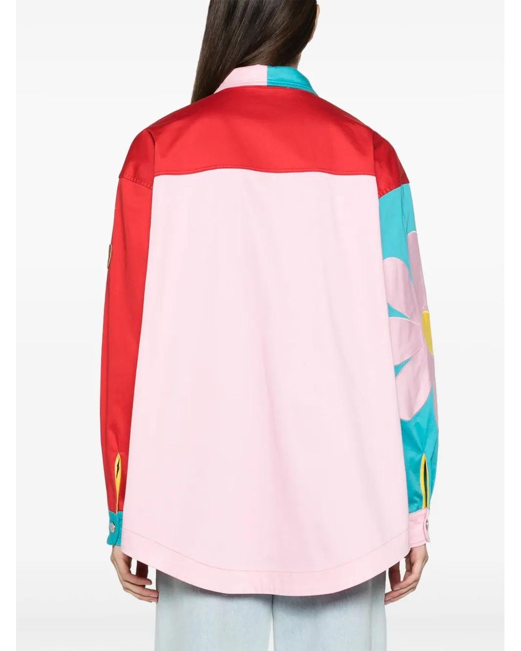 Moschino Blue Graphic-Print Panelled Shirt