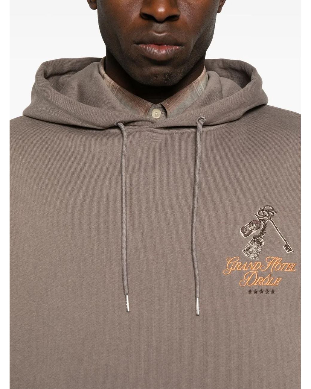 Drole de Monsieur Gray Logo-Embroidered Hoodie for men