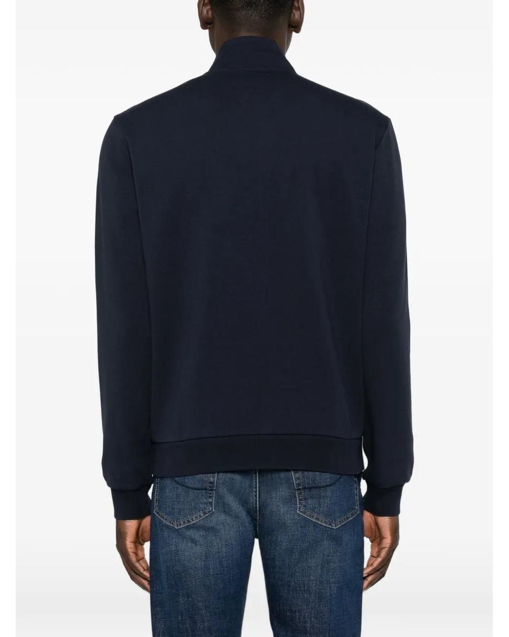 Woolrich Blue Zip-Up High-Neck Sweater for men