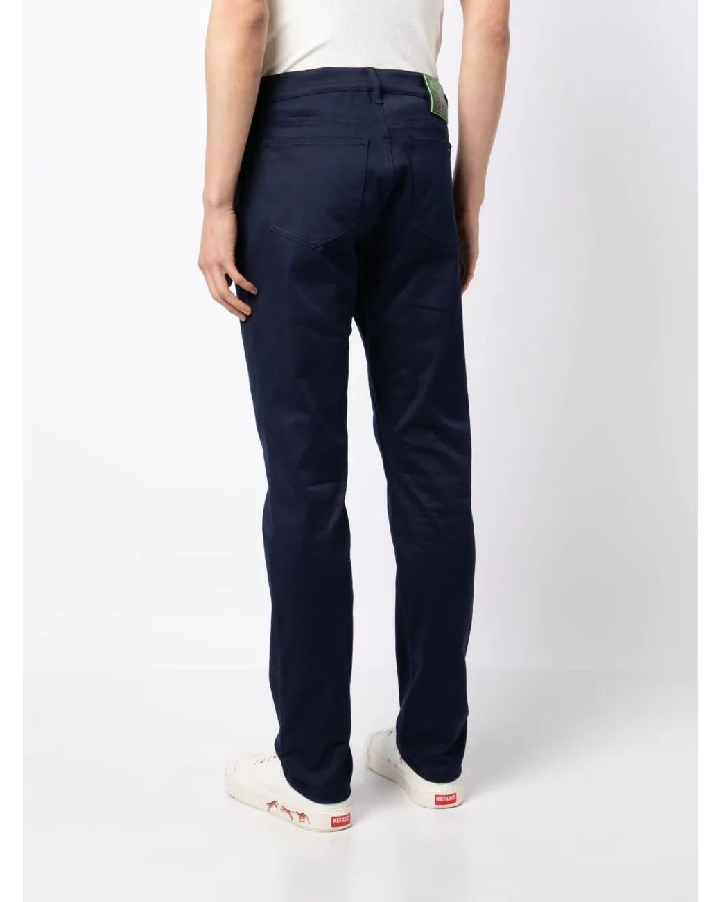 Moschino Blue Front-Fastening Straight-Leg Trousers for men