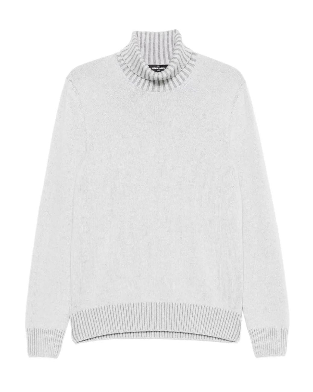 Gran Sasso White Ribbed-Knit Turtleneck Sweater for men